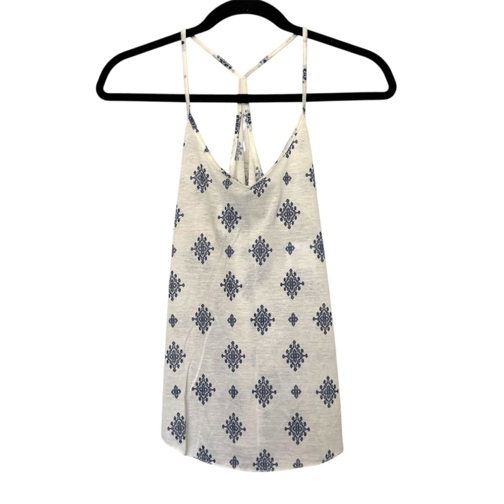 Urban Outfitters Patterned Spaghetti Strap Top White &‎ Blue